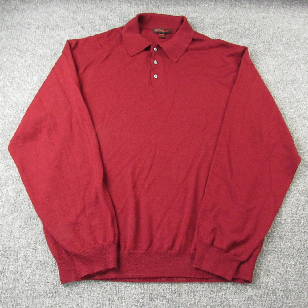 Linea Uomo Sweater Mens 4XLT Red Wool Blend Polo Collar Knit Pullover Big Tall - Picture 2 of 9